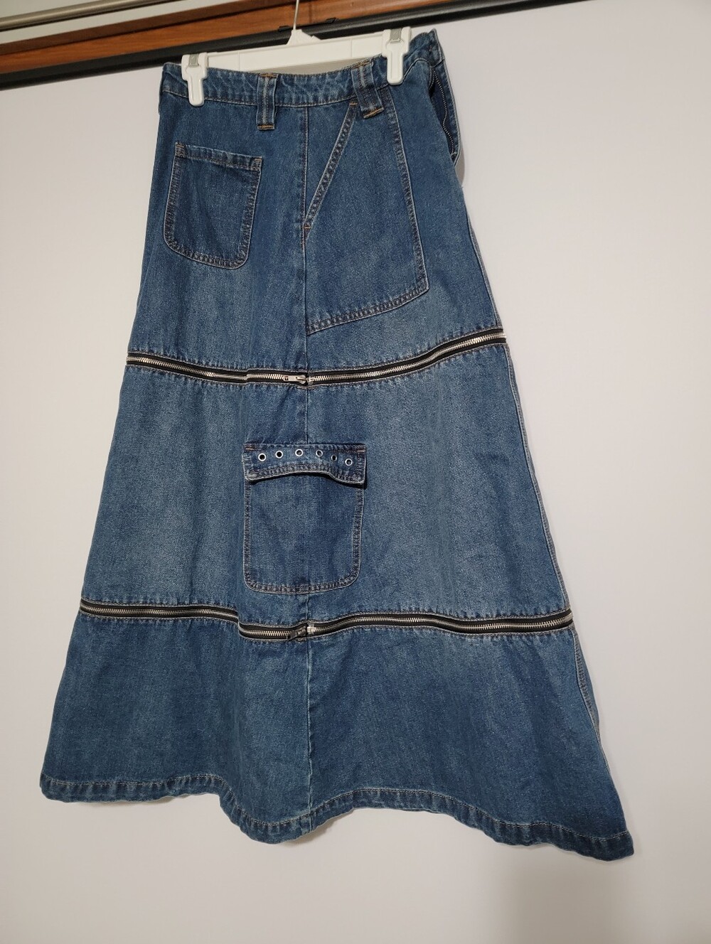 Hot Topic Social Collision Zip-Off Denim Cargo Maxi Skirt S Nwot / C3 - Picture 4 of 7